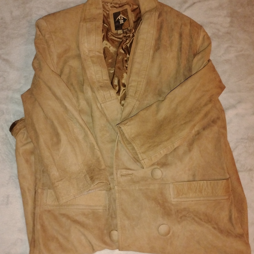 Tan Leather Trench Coat